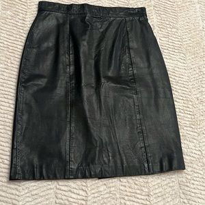 Vintage Express Black Leather Mini Skirt